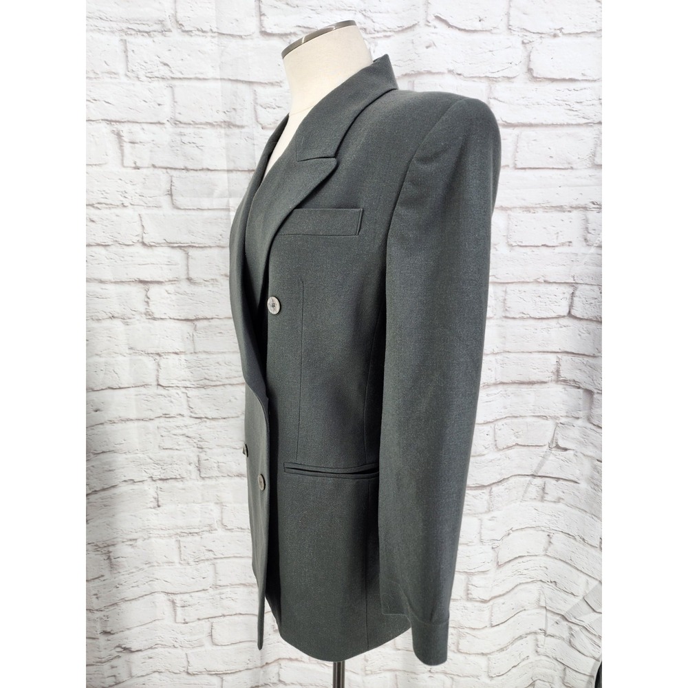 Vintage Wool Blazer Womens Size 8 Green Academia Steampunk Double Breasted Retro - Picture 2 of 8